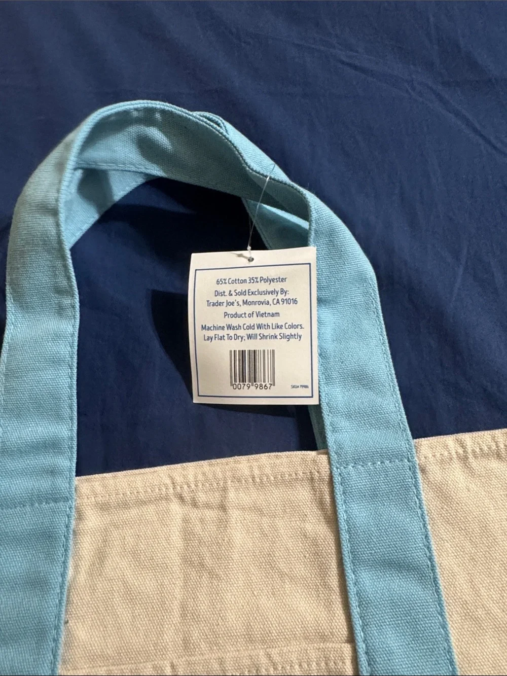 Trader Joe’S I Mini Totes (Lot of 3) I Pastel Colors: Green & Blue - Picture 5 of 7